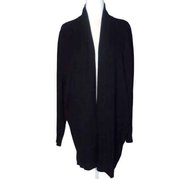 Cyrus Black Open Drape Front Cardigan Soft Nylon Blend Office Errands Size 2X - Picture 1 of 8